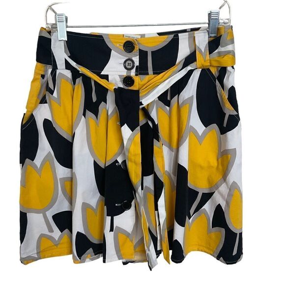 SPEECHLESS Knee Length Flared Skirt Black Yellow White Size 11 - Picture 1 of 11
